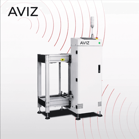 AVIZ Mini PCB Loader for Board Transfer Control منظر المعدة ضمن حركة PCB مستقرة بين مراحل العملية