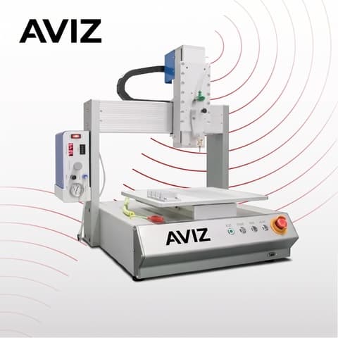 AVIZ Benchtop Axis Cob Dispensing System for Material Application Control - طلاء وتوزيع وتغليف PCBA AVIZ Benchtop Axis Cob Dispensing System for Material Application Control منظر المعدة ضمن حماية PCBA عبر الطلاء والتوزيع والتغليف