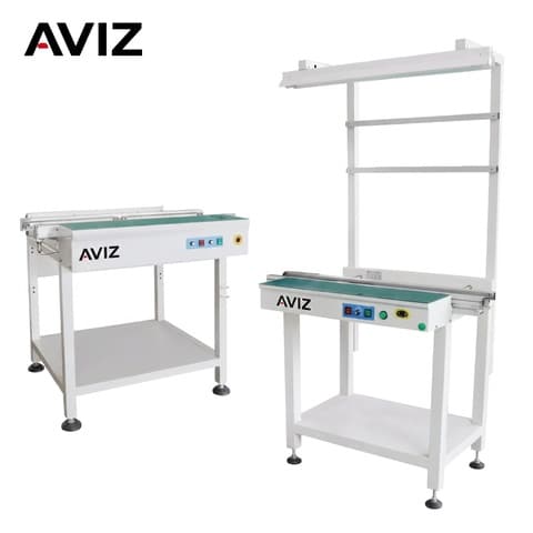 AVIZ Inspection Translation PCB Conveyor for Board Transfer Control - تحميل وتفريغ ونقل وتخزين PCB المؤقت AVIZ Inspection Translation PCB Conveyor for Board Transfer Control منظر المعدة ضمن حركة PCB مستقرة بين مراحل العملية