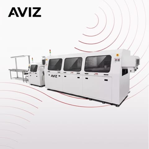 AVIZ Production Line DIP Assembly Equipment for Through-hole Process Control - لحام DIP وTHT واللحام الموجي والانتقائي AVIZ Production Line DIP Assembly Equipment for Through-hole Process Control منظر المعدة ضمن لحام الثقوب واللحام الانتقائي