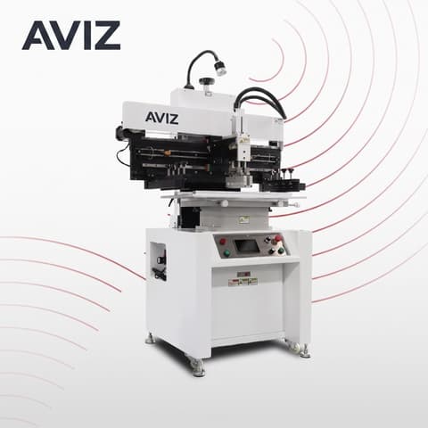 AVIZ Stencil Printing Solder Paste Printer for Paste Deposition Control - طباعة معجون اللحام AVIZ Stencil Printing Solder Paste Printer for Paste Deposition Control منظر المعدة ضمن ترسيب معجون اللحام بشكل متكرر