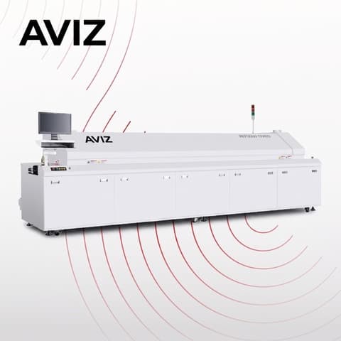 AVIZ Solder Conveyor Reflow Oven for Board Transfer Control - تحميل وتفريغ ونقل وتخزين PCB المؤقت AVIZ Solder Conveyor Reflow Oven for Board Transfer Control منظر المعدة ضمن حركة PCB مستقرة بين مراحل العملية