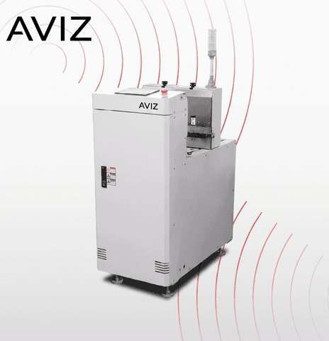 AVIZ Magazine Destacker Stacker PCB Loader for Board Transfer Control - تحميل وتفريغ ونقل وتخزين PCB المؤقت AVIZ Magazine Destacker Stacker PCB Loader for Board Transfer Control منظر المعدة ضمن حركة PCB مستقرة بين مراحل العملية