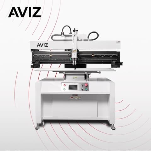 AVIZ Auto Stencil Solder Paste Printer for Paste Deposition Control - طباعة معجون اللحام AVIZ Auto Stencil Solder Paste Printer for Paste Deposition Control منظر المعدة ضمن ترسيب معجون اللحام بشكل متكرر